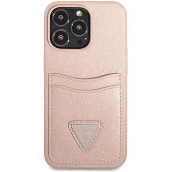 Guess 4G Saffiano Double Card kryt na Apple iPhone 13 Pro Max Pink (GUHCP13XPSATPP)