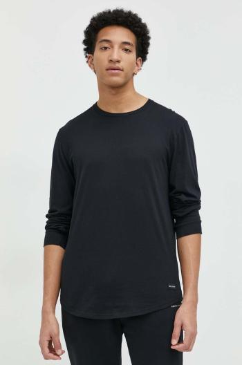 Bavlnené tričko s dlhým rukávom Hollister Co. čierna farba, jednofarebné