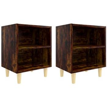 SHUMEE Nočné stolíky masívne drevené nohy 2 ks dymový dub 40 × 30 × 50 cm, 813099