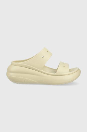 Šľapky Crocs CLASSIC CRUSH SANDAL dámske, béžová farba, na platforme, 207670