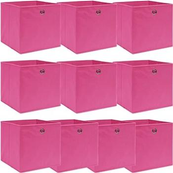 Úložné boxy 10 ks ružové 32 × 32 × 32 cm textil (288347)
