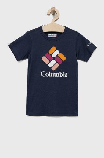 Detské bavlnené tričko Columbia tmavomodrá farba,