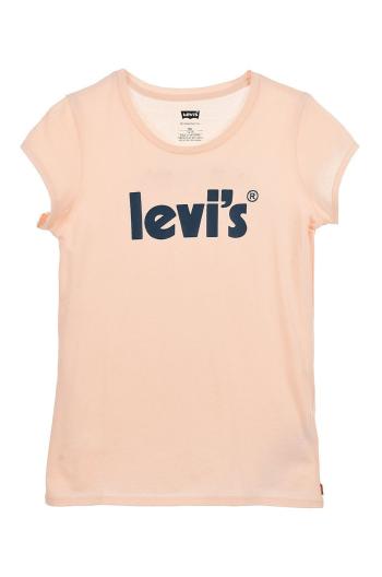 Detské bavlnené tričko Levi's oranžová farba,