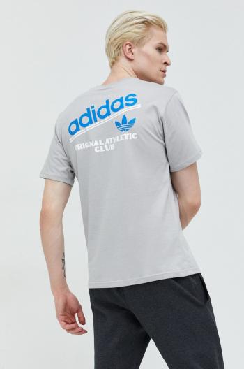 Bavlnené tričko adidas Originals šedá farba, s potlačou