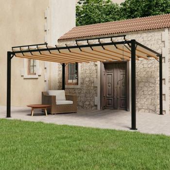 Pergola s lamelovou strechou 3 x 4 m hliník / látka Dekorhome Sivohnedá taupe