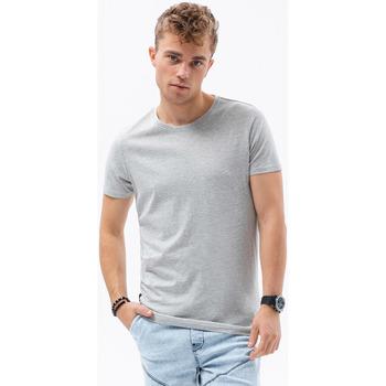 Ombre  Tričká s krátkym rukávom Pánske tričko bez potlače S1224 - žíhano šedá  viacfarebny