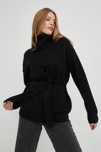 Vlnený sveter Answear Lab dámsky, čierna farba, s rolákom