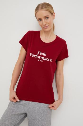 Bavlnené tričko Peak Performance bordová farba,