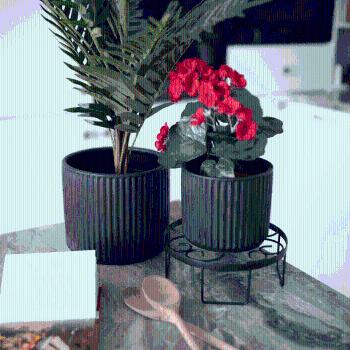 Hlinené kvetináče, set 2 ks, čierna matná, KELSO