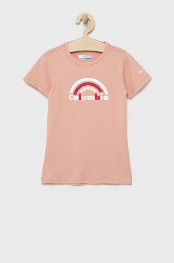 Detské bavlnené tričko Columbia ružová farba,