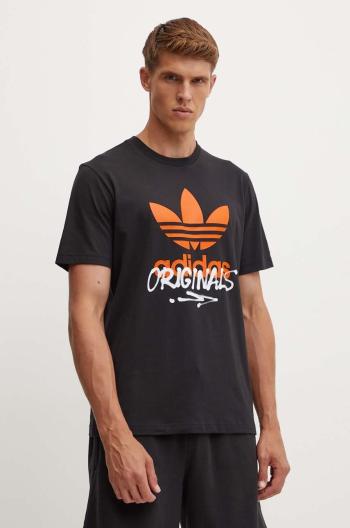 Bavlnené tričko adidas Originals pánske, čierna farba, s potlačou, IZ2578