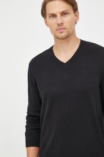 Bavlnený sveter GAP pánsky, čierna farba, tenký,