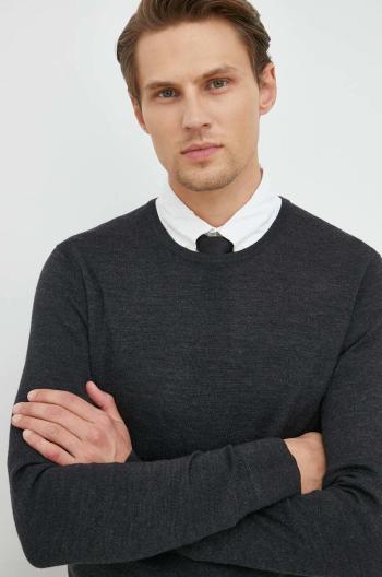 Vlnený sveter Calvin Klein pánsky, čierna farba, tenký,