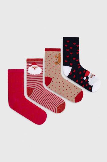 Ponožky Vero Moda 4-pak dámske, ružová farba