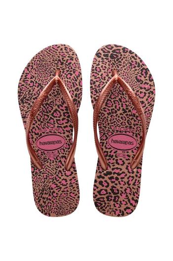 Žabky Havaianas SLIM ANIMALS dámske, ružová farba, na plochom podpätku, 4103352.6459