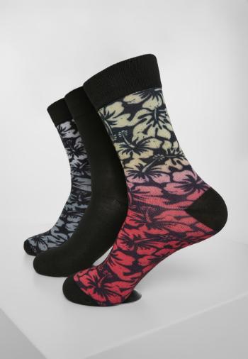 Urban Classics Flower Socks 3-Pack black/grey/red - 39–42