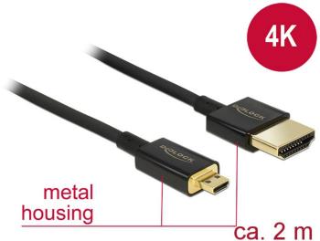 Delock HDMI prepojovací kábel #####HDMI-A Stecker, #####HDMI-Micro-D Stecker 2.00 m čierna 84783 pozlátené kontakty ####