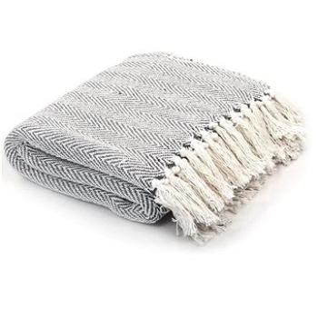 Bavlnená deka so vzorom rybej kosti 220 × 250 cm sivá