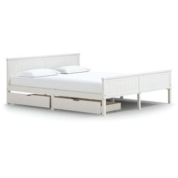 Rám postele s 2 zásuvkami biely masívna borovica 180 × 200 cm, 3060513