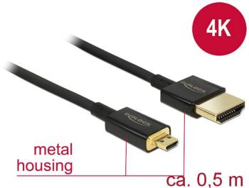 Delock HDMI prepojovací kábel #####HDMI-A Stecker, #####HDMI-Micro-D Stecker 0.50 m čierna 84788 pozlátené kontakty ####