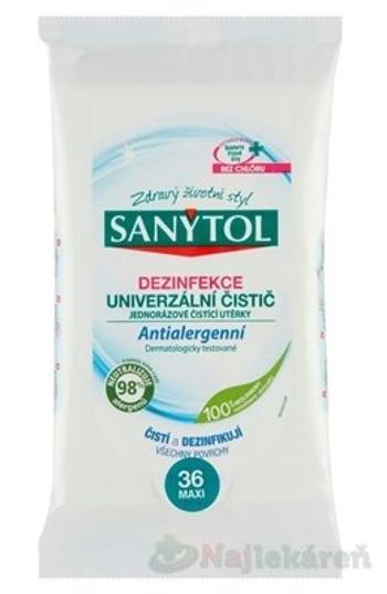 SANYTOL Dezinfekcia univerzálny čistič antialergénnej jednorazové čistiace utierky 36 ks