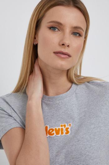 Bavlnené tričko Levi's šedá farba