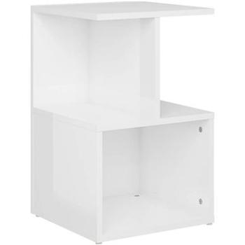 SHUMEE Nočný stolík biely s vysokým leskom 35 × 35 × 55 cm drevotrieska, 806358