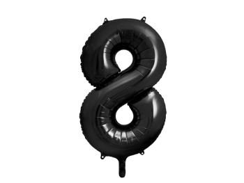 PartyDeco Fóliový balón narodeninové číslo 8 čierny 86 cm