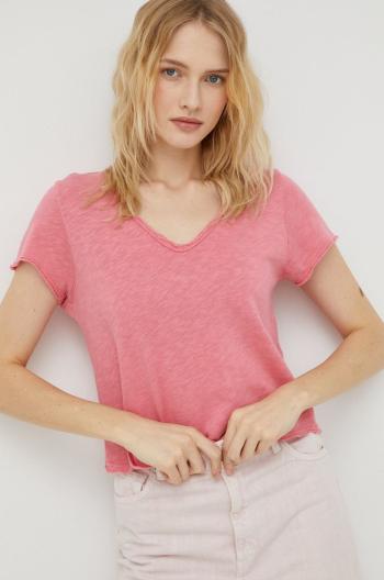 Bavlnené tričko American Vintage ružová farba,