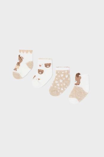 Ponožky pre bábätká Mayoral Newborn 4-pak béžová farba