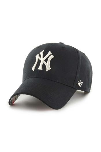 Bavlnená šiltovka 47brand MLB New York Yankees čierna farba, s nášivkou