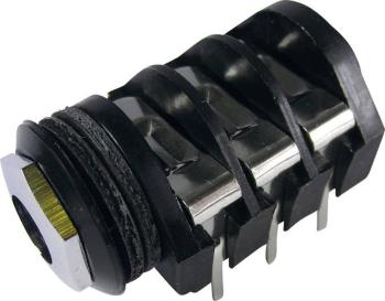 Cliff CL1334A jack konektor 6.35 mm zásuvka, vstavateľná horizontálna Pólov: 3 stereo čierna 1 ks
