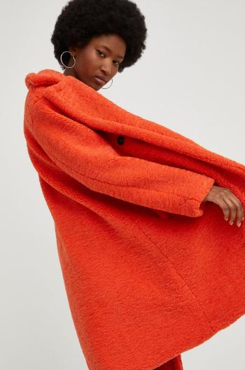 Kabát Answear Lab dámsky, oranžová farba, prechodný, dvojradový