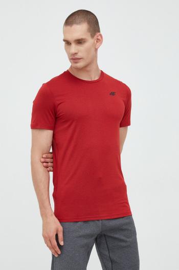 Tréningové tričko 4F červená farba, jednofarebné