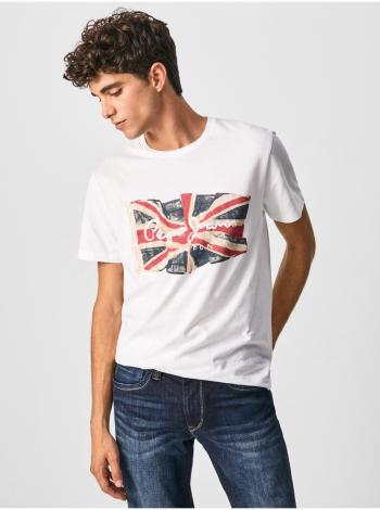 Biele pánske tričko Pepe Jeans Flag