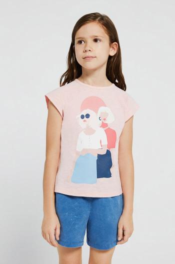 Detské bavlnené tričko Mayoral ružová farba,
