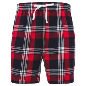SF (Skinnifit) Pánske flanelové pyžamové šortky - Červená / tmavomodrá | M