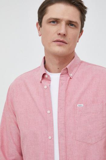 Bavlnená košeľa Pepe Jeans pánska, fialová farba, regular, s klasickým golierom