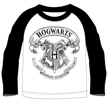 EPlus Chlapčenské tričko s dlhým rukávom - Hogwarts, bielo-čierne Veľkosť - deti: 164