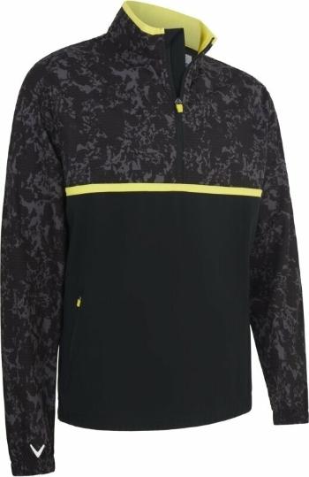 Callaway Mens Abstract Camo Printed Wind 1/4 Zip Caviar M