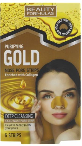 BeautyFormulas Zlaté čistiace pásky na nos 6 ks
