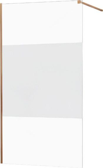 MEXEN/S - KIOTO Sprchová zástena WALK-IN 100x200 cm 8 mm, ružové zlato, Transparent/matné sklo 800-100-101-60-35