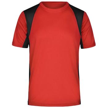 James & Nicholson Pánske športové tričko s krátkym rukávom JN306 - Červená / čierna | M
