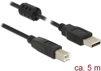 Delock #####USB-Kabel USB 2.0 #####USB-A Stecker, #####USB-B Stecker 5.00 m čierna s feritovým jadrom
