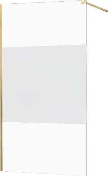 MEXEN/S - KIOTO Sprchová zástena WALK-IN 100x200 cm 8 mm, zlatá, Transparent/matné sklo 800-100-101-50-35