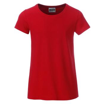 James & Nicholson Klasické dievčenské tričko z biobavlny 8007G - Červená | S
