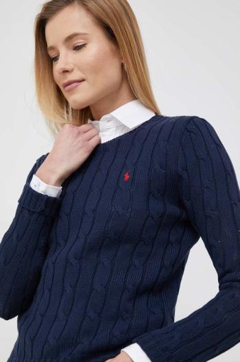 Bavlnený sveter Polo Ralph Lauren dámsky, tmavomodrá farba