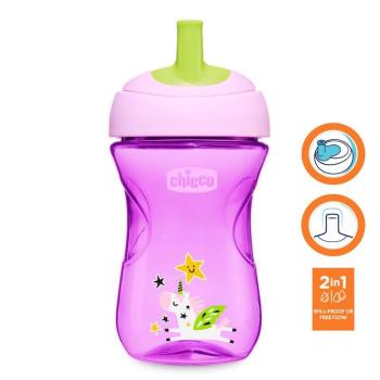 CHICCO Hrnček Advanced so slamkovým náustkom 266 ml, fialový 12m+