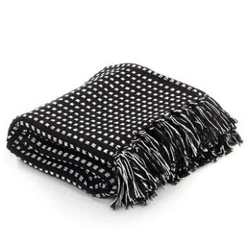 Bavlnená deka so štvorčekmi 125 × 150 cm čierna