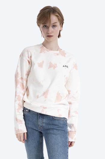 Bavlnená mikina A.P.C. Sweat Roma COEJO-F27636 ROSE dámska, béžová farba, vzorovaná